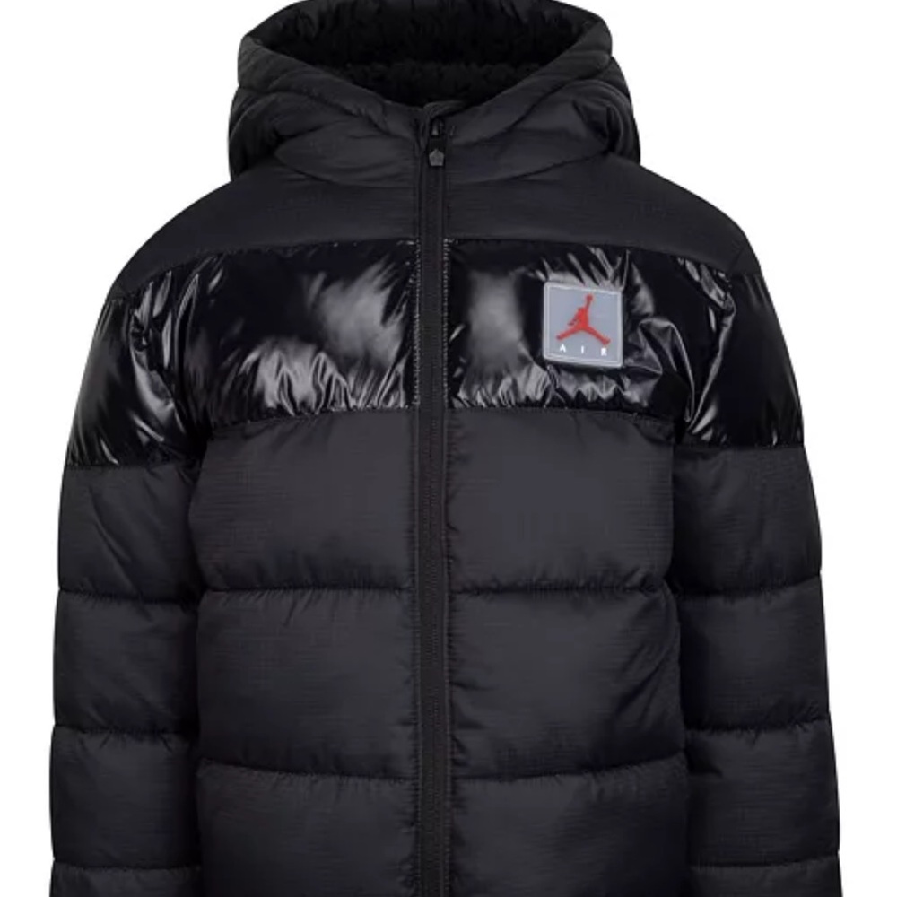 Air Jordan Kids Shiny Black Puffer Jacket